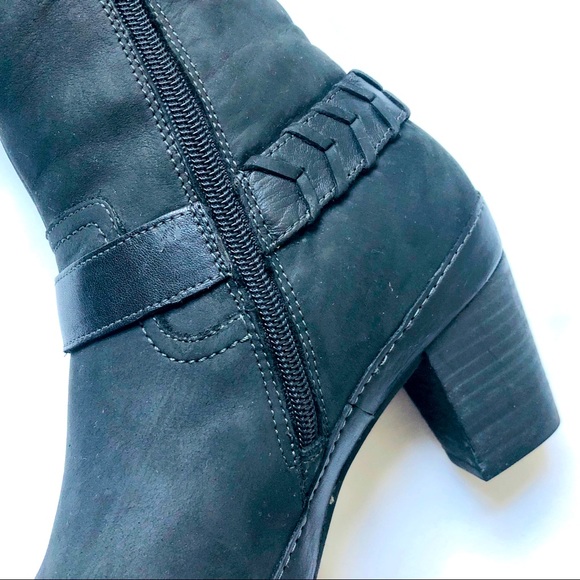 Clarks knee boots, comfortable 3” heel, black nubuck, size US 6.5M (EU38) - Picture 5 of 14